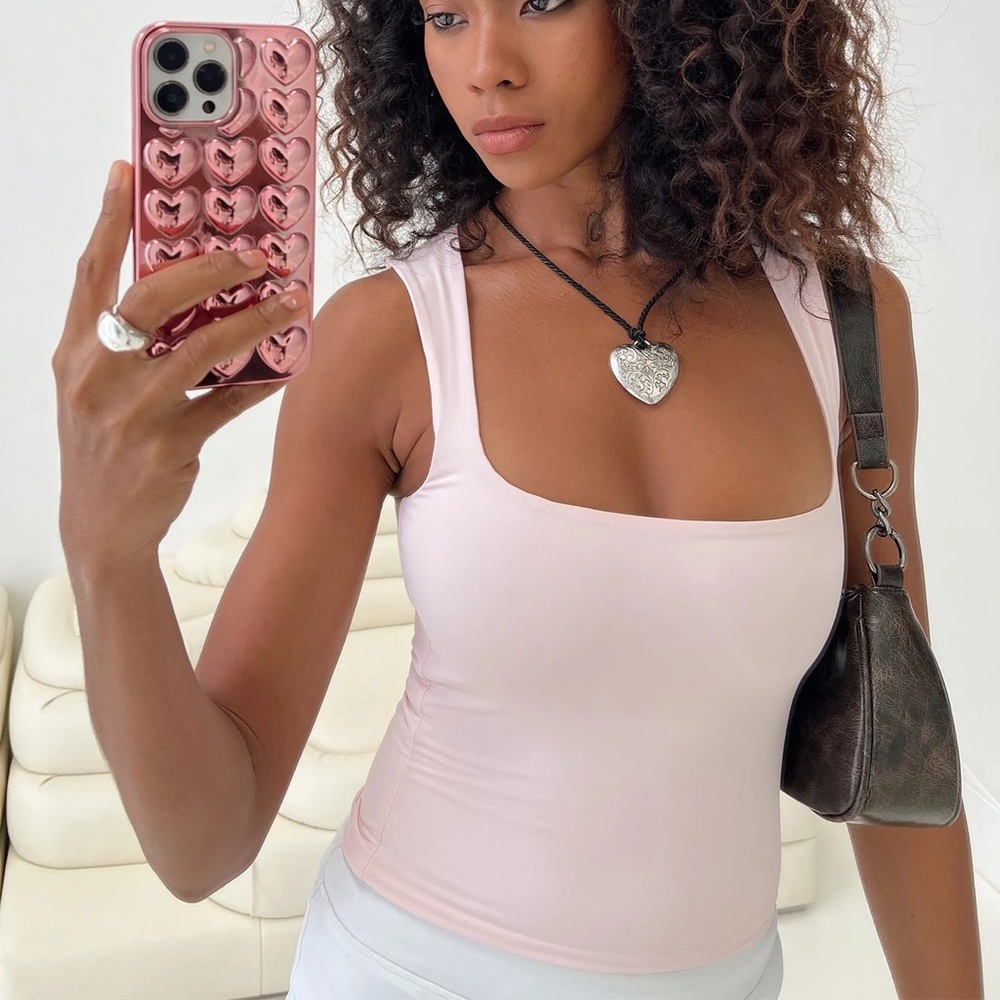 Princess Polly Pale Pink Square Neck Tank Top